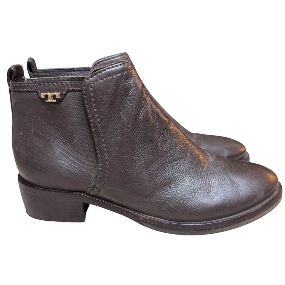 Tory Burch Lexi Ankle Boots Leather Booties Women's 6.5 Brown Heeled
